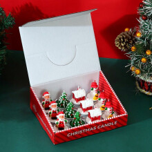 Bougies de Noël Bonhomme de neige Père Noël Sapin (Lot de 12)