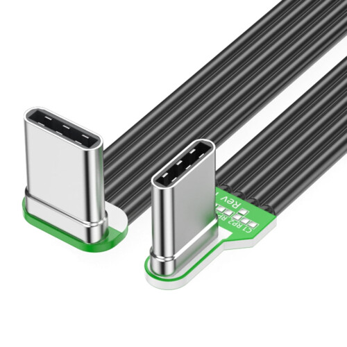 Cabo USB-C para USB-C plano de silicone com ângulo esquerdo/direito, 8
