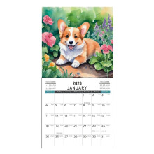 Ημερολόγιο τοίχου Snowy Corgi 2026 τετράγωνο 11,2 ιντσών