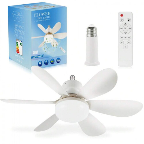 Lavprofil loftsventilator med lys, 20 tommer, 6 blade