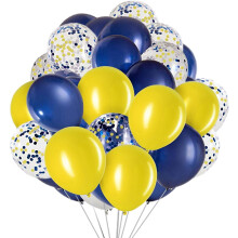 Paquete de 50 globos de confeti azul marino y amarillo de 12 pulgadas