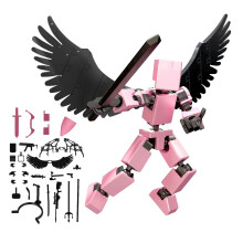 T13Posable-toimintahahmo, pinkki, 3D-tulostettu keräilyesine