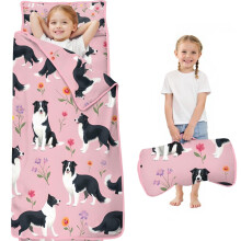 Border Collie Nap Mat for Toddlers with Flower Design