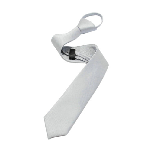 Men's Solid Color Skinny Necktie with Zipper Closure