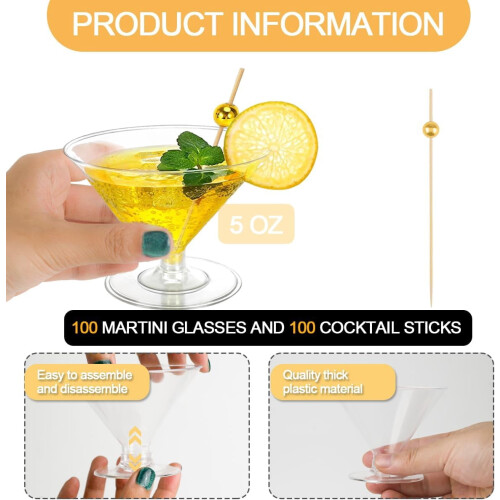 Bicchieri da Martini in plastica trasparenti da 150 ml (confezione da 100) 2