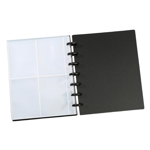 Álbum de fotos portátil de 7,6 cm (3 polegadas) com 7 argolas, preto.
