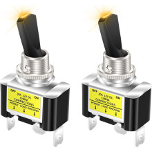 Automotive LED Toggle Switch 12V Amber Illuminated 30A