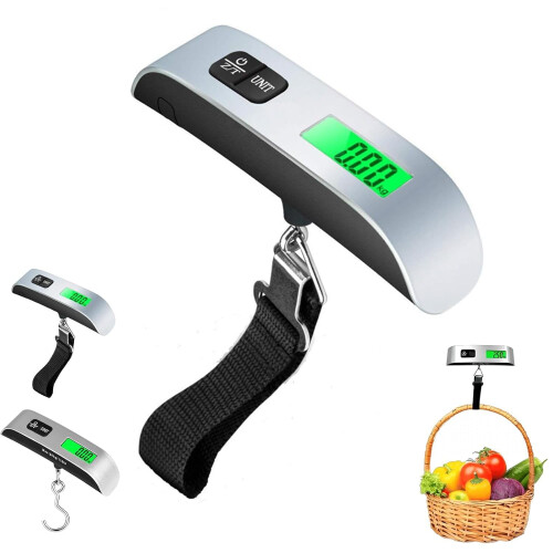 Digital luggage scale with backlit LCD and hook, 1 unit