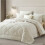 Ensemble de couette Queen uni à motifs géométriques 7 pièces 1