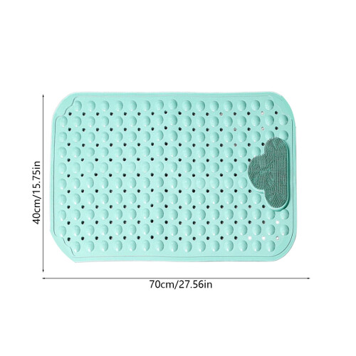 Tapete antiderrapante para banheira com escova para os pés, 68,5 x 38 cm (27 x 15 polegadas) 2