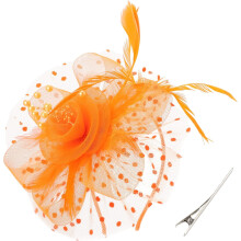 Fascinator-Haarreif mit Blumennetzbändern und Federn