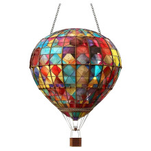 Lampe suspendue en forme de montgolfière solaire avec flamme vacillante,