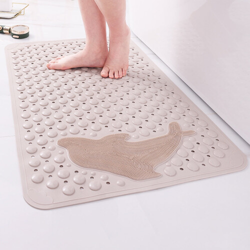 Tapis de bain antidérapant à ventouses, couleur kaki