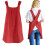 Abito grembiule da donna in cotone e lino con 2 tasche, 1