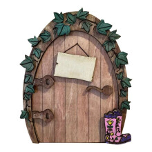 Cartone Animato in Legno Porta DIY Cancello da Favola Decorazione per Porta Giardino Cortile Decor Fata Elfo Porta Ornamento Artigianale 2