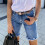 Women's denim short shorts with button pockets 7