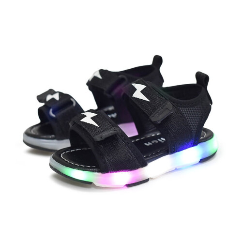 Boys LED Light-Up Beach Sandals Black Size 27 1
