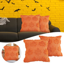 Funda de almohada de Halloween con diseño de arce naranja y cremallera.