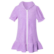 Girls cotton hooded zip cover-up for beach, size 8-9 years