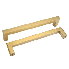Brass Cabinet Pulls Square Gold 10 Pack 7.5 Inch