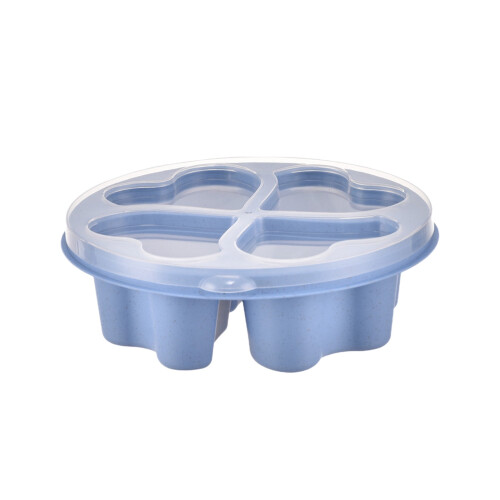 Heart-Shaped Bento Box with Lid 4-Compartment Blue