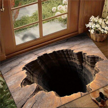 3D Hole Rug Optical Illusion 50 Inch Anti-Slip