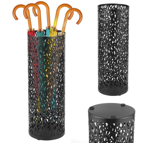 Metal umbrella storage bucket black circular rack