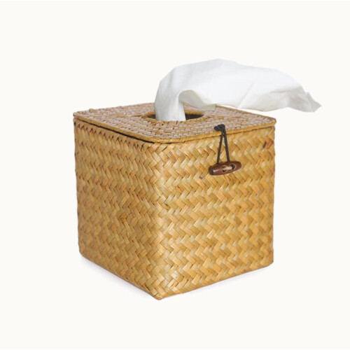 Boîte à mouchoirs tissée carrée noire