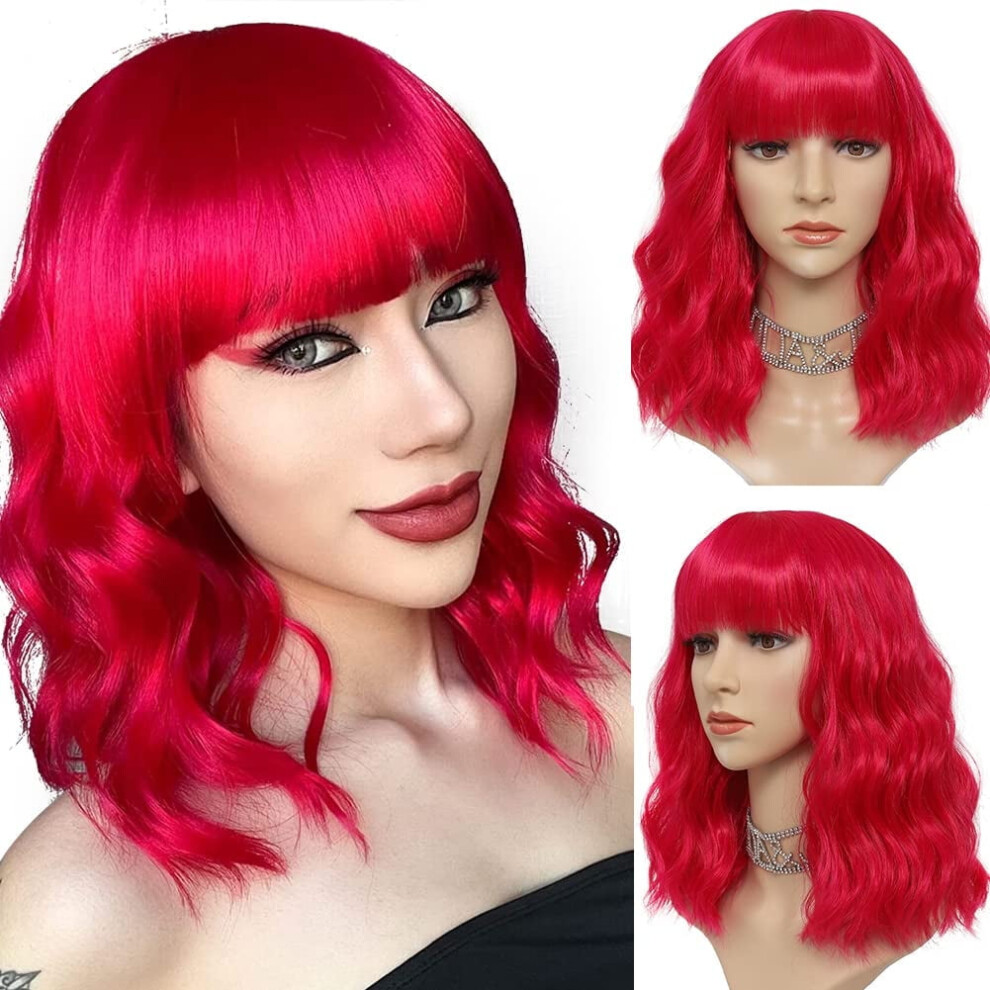 Blonde Synthetic Wig with Bangs 14 Inch