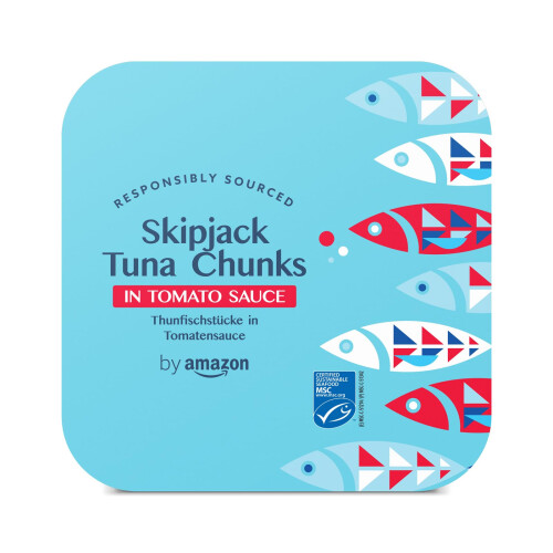 by Amazon MSC Skipjack Tuna Chunks in Tomato Sauce, 4x145g 1