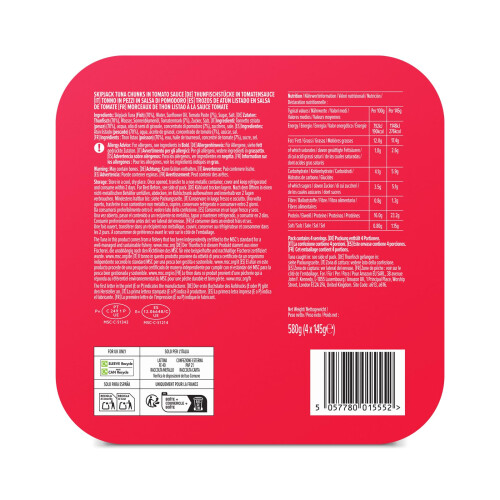 by Amazon MSC Skipjack Tuna Chunks in Tomato Sauce, 4x145g 2