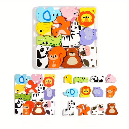 Wooden construction set with figurines and storage for ages