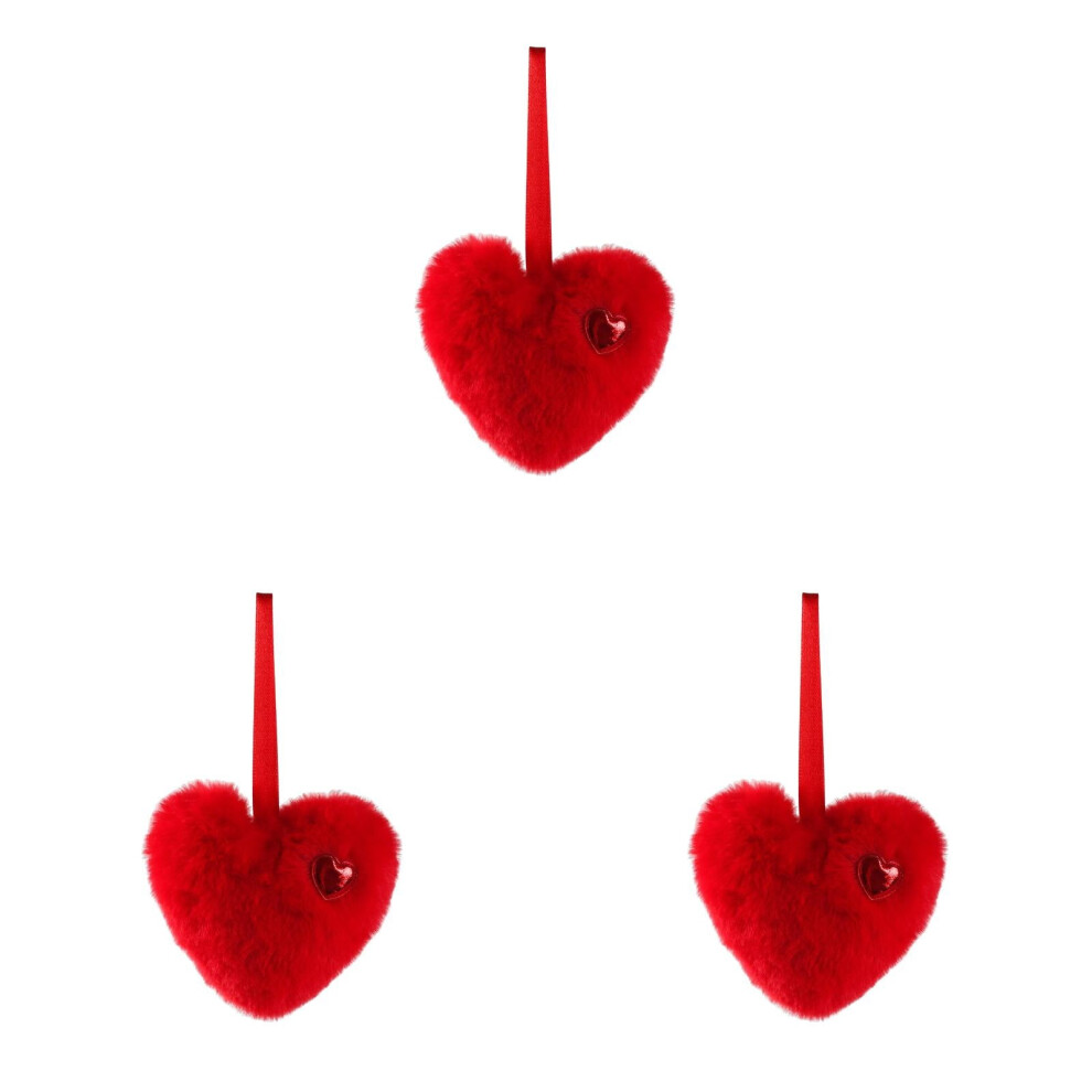 3Pcs Valentines Plush Heart Ornaments Â Photo Backdrop & Party Decorations For ValentineâS Day, Bedroom & Dinner Table 9313598044464