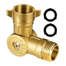 Conector de Manguera de Latón en Ángulo de 180 Grados para RV, Rosca Femenina de 3/4" GHT y Rosca Masculina de 3/4" GHT, Agua Potable para RV
