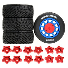 100mm Gummidäck för 12MM 14MM 17MM Ersättning för WRC för Fiesta Rally RC-Bil 7374T Röda Adaptrar