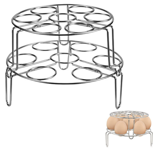 Stainless Steel 2-Tier Egg Steamer Rack 14 Eggs 17.5cm x