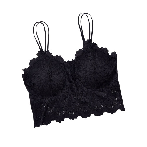 Dame bandeau top sort M med aftagelige indlæg