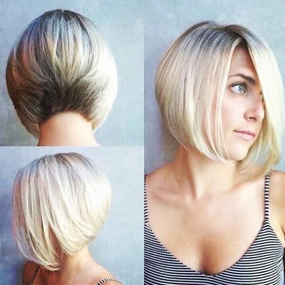 Synthetic Short Bob Wig Natural Gold Straight Full