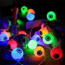Luzes de Halloween em formato de olho, verdes, 20 LEDs, 3 metros (9,84 pés)