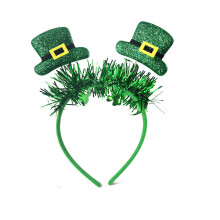 St. Patrick's Day Kleeblatt-Haarreif mit grünem Glitzerband