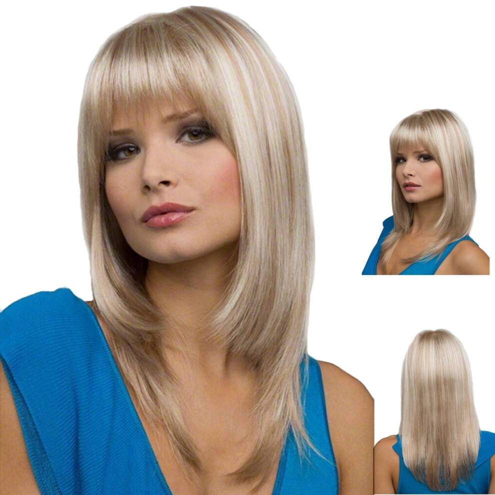 Human Hair Wig for Women Black Straight Short Full Bangs