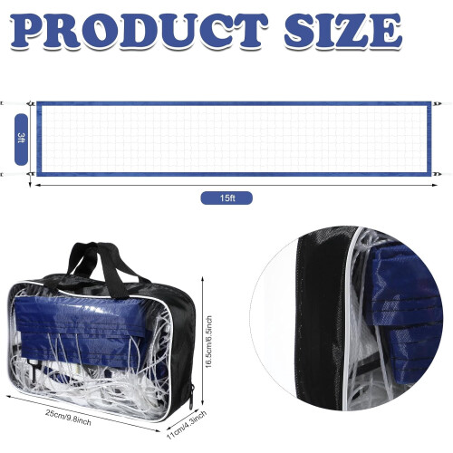 Portable volleyball net set adjustable 15-25 ft