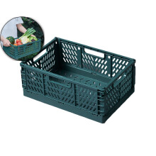 Caisse de rangement pliable en plastique vert empilable