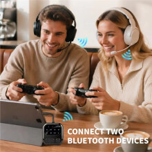 BT 6.0 Audio Reciever Transmitter 3.5mm AUX HIFI Music Dual Stream Wireless Audio Adapter with Mic for TV Car Flight