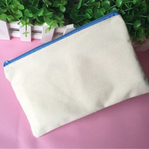 Bolsa de lona com zíper, algodão natural, 20x12,5 cm (8x5 polegadas) 2