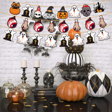 Halloween banner szett beltéri és kültéri dekorációhoz, 8 darabos