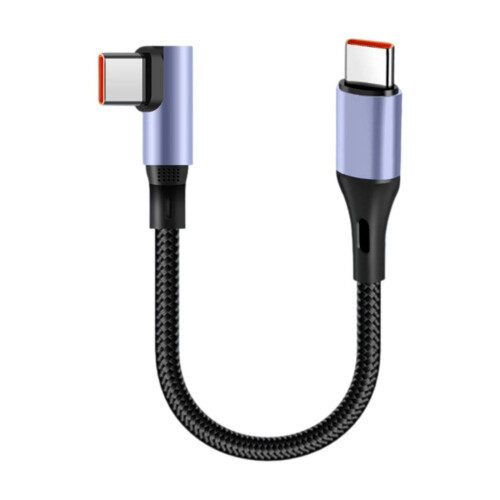 Type C naar Type C kabel met 90 graden connector, 15 cm lang