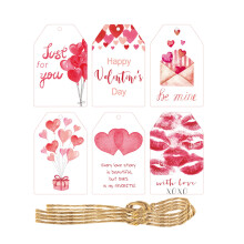 Valentine's Day gift tags blank paper double-sided 60 pcs