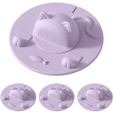 Protège-tasses en silicone motif chat avec porte-sachet de thé (lot de 4)