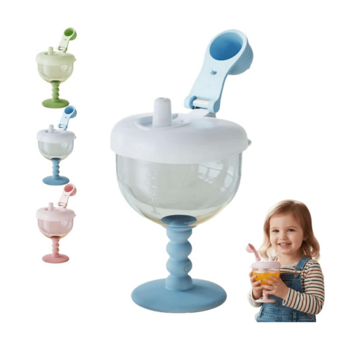 No-Spill Goblet Cup with Lid 2Pcs Blue
